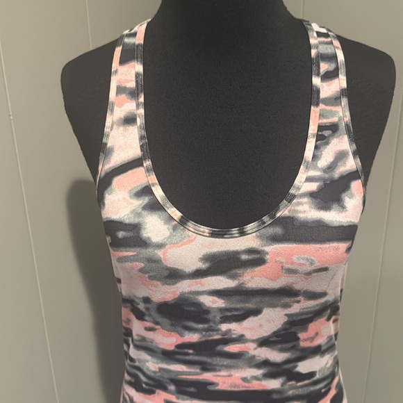 Lululemon color wash pink/black/white stretch jersey long racerback tank. - Picture 2 of 5